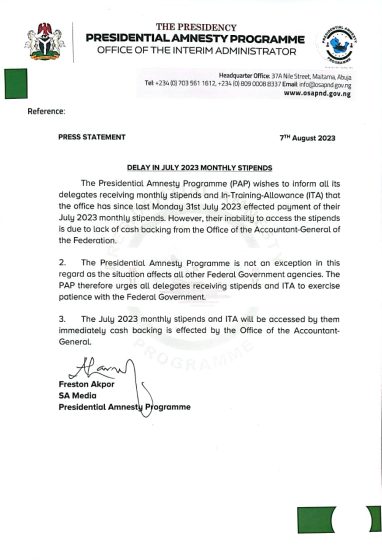 Delay In July 2023 Monthly Stipends